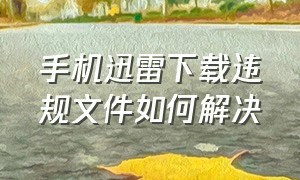 手机迅雷下载违规文件如何解决