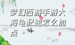 梦幻西游手游大海龟配速怎么加点