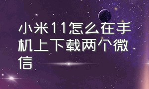 小米11怎么在手机上下载两个微信