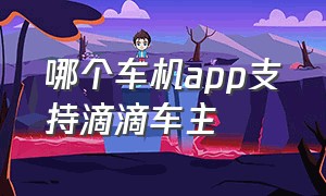 哪个车机app支持滴滴车主