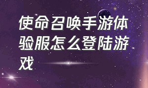 使命召唤手游体验服怎么登陆游戏