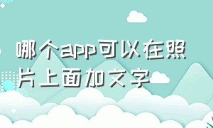 哪个app可以在照片上面加文字