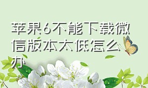 苹果6不能下载微信版本太低怎么办