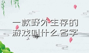 一款野外生存的游戏叫什么名字