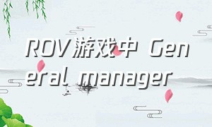 ROV游戏中 General manager