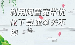 利用闲置宽带优化下载速率关不掉