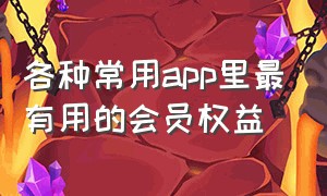 各种常用app里最有用的会员权益