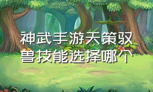 神武手游天策驭兽技能选择哪个