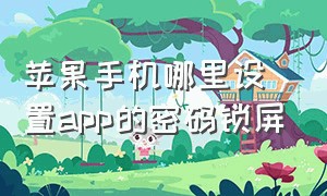 苹果手机哪里设置app的密码锁屏