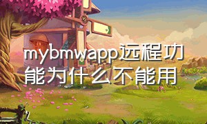 mybmwapp远程功能为什么不能用