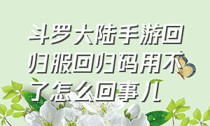 斗罗大陆手游回归服回归码用不了怎么回事儿