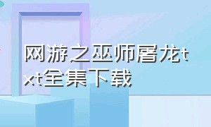 网游之巫师屠龙txt全集下载