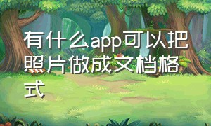 有什么app可以把照片做成文档格式