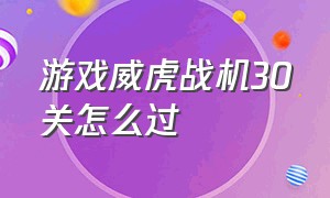 游戏威虎战机30关怎么过