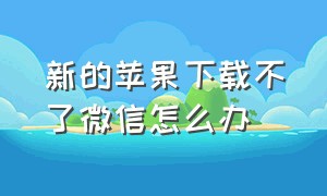 新的苹果下载不了微信怎么办