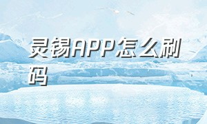 灵锡APP怎么刷码