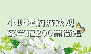 小班建构游戏观察笔记200篇简短