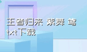 王者归来 紫舞玥鸢txt下载