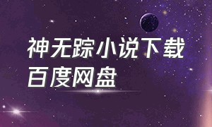 神无踪小说下载百度网盘