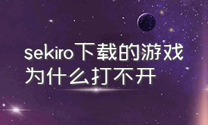 sekiro下载的游戏为什么打不开