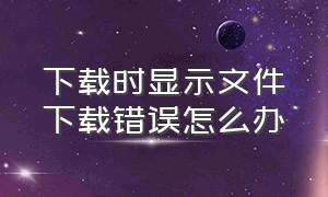 下载时显示文件下载错误怎么办