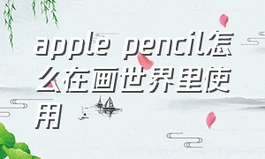 apple pencil怎么在画世界里使用