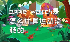 apple watch是怎么计算运动消耗的