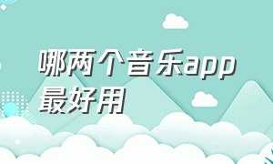 哪两个音乐app最好用