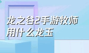 龙之谷2手游牧师用什么龙玉