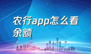 农行app怎么看余额