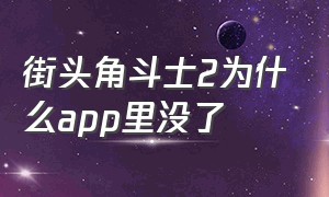 街头角斗士2为什么app里没了