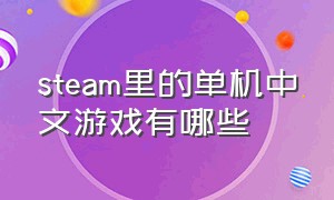 steam里的单机中文游戏有哪些