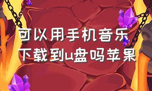 可以用手机音乐下载到u盘吗苹果