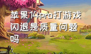 苹果14pro打游戏闪退是质量问题吗