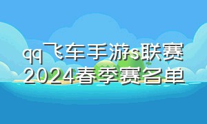 qq飞车手游s联赛2024春季赛名单