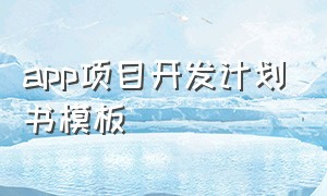 app项目开发计划书模板