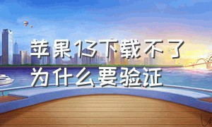 苹果13下载不了为什么要验证