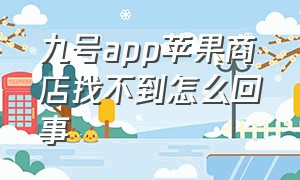 九号app苹果商店找不到怎么回事