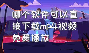 哪个软件可以直接下载mp4视频免费播放