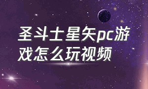 圣斗士星矢pc游戏怎么玩视频