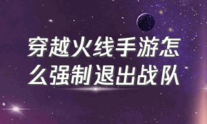 穿越火线手游怎么强制退出战队