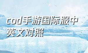 cod手游国际服中英文对照