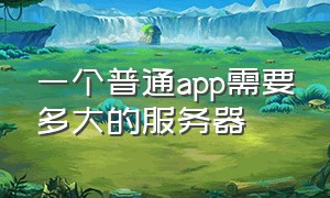 一个普通app需要多大的服务器