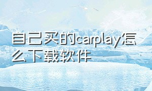 自己买的carplay怎么下载软件