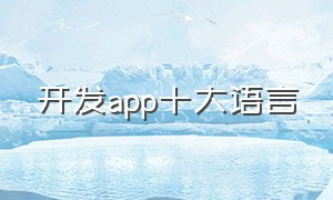 开发app十大语言