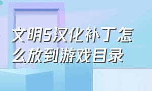 文明5汉化补丁怎么放到游戏目录