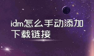 idm怎么手动添加下载链接