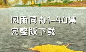 风雨同舟1-40集完整版下载