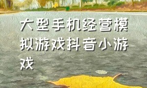 大型手机经营模拟游戏抖音小游戏