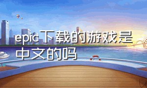 epic下载的游戏是中文的吗